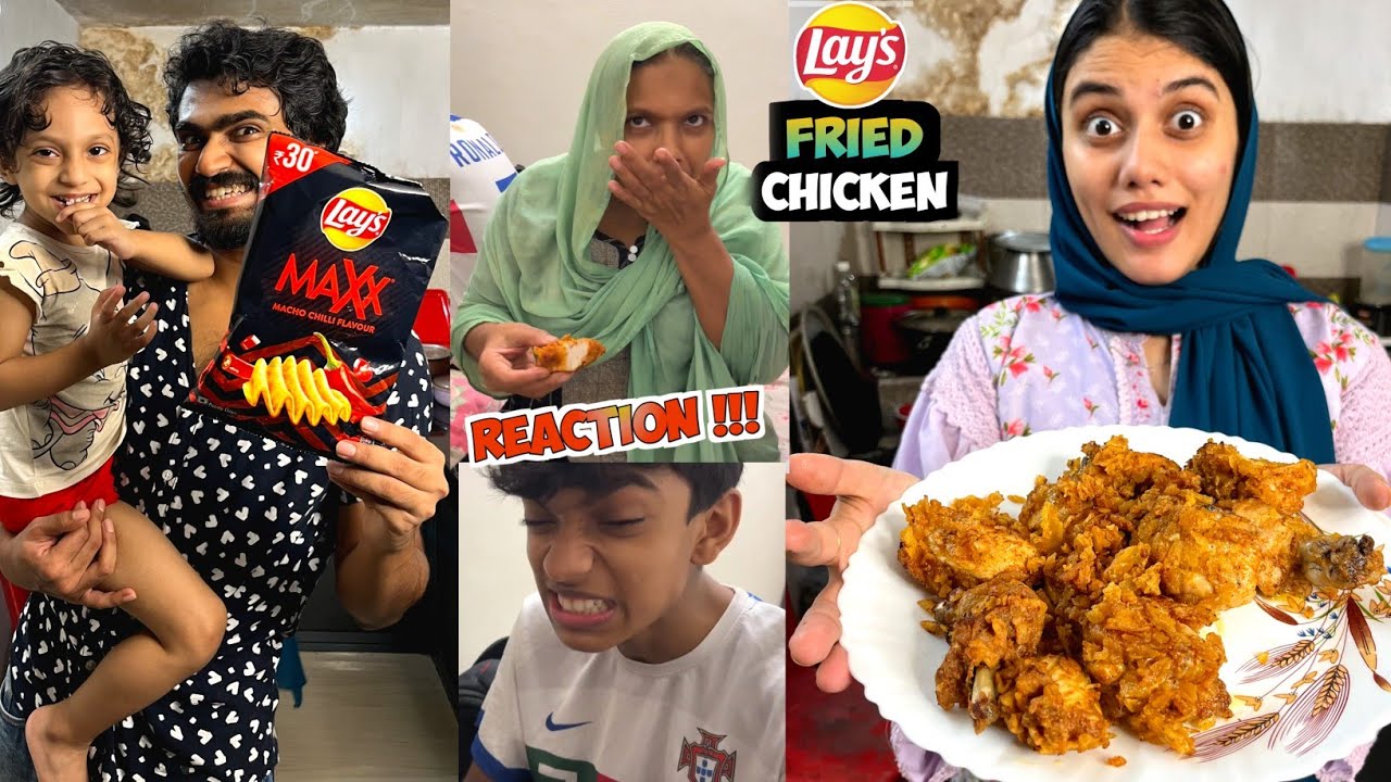 Lays Fried Chicken 🔥| Hiba's Cooking !!! Family Reaction 😂| HIBA & FAZI