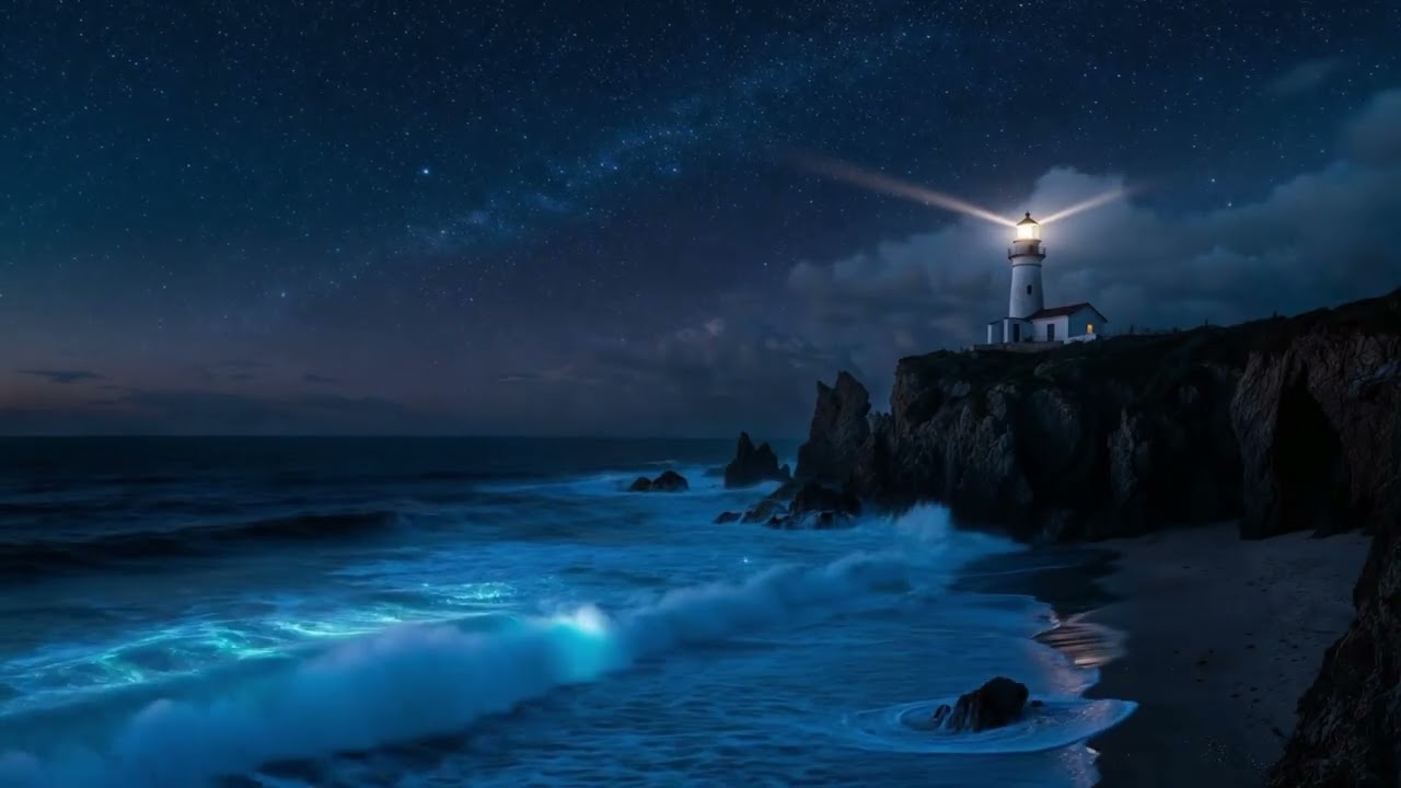 Ocean Sounds for Deep Sleep 🌙 🌊 | Isle of Skye Lighthouse | 2 Hour ~ Night Ambience 