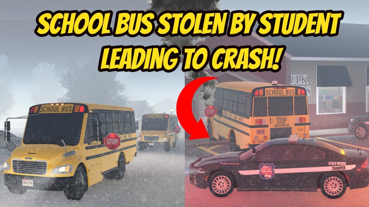 Greenville, Wisc Roblox l School Bus STOLEN Student Manhunt CHASE *CRASH* Roleplay