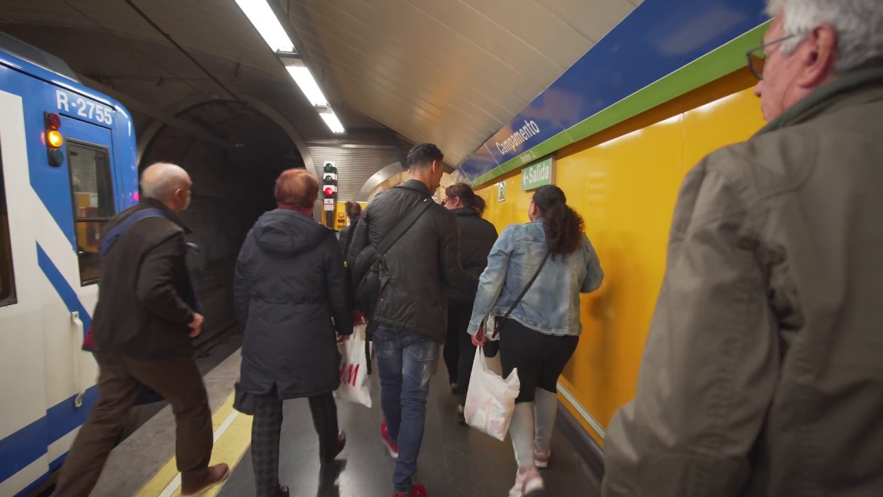 Spain, Madrid, Metro ride from Casa de Campo to Campamento