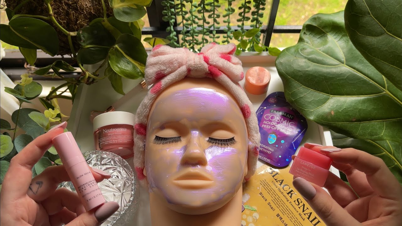 spa facial on mannequin + layered sounds (asmr)