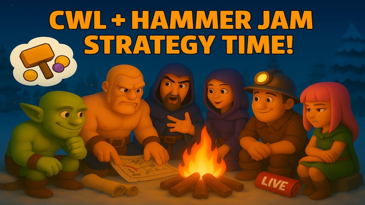 DAY - 5 OF CWL ATTACKS  - BASE VISITING  / HAMMER  JAM Progression  🔥 COC LIVE 🔴