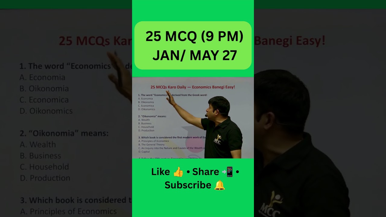 25 MCQ Challenge 🔥 | CA Foundation Business Economics Jan/May 2027 | Harshad Malu Sir #shorts