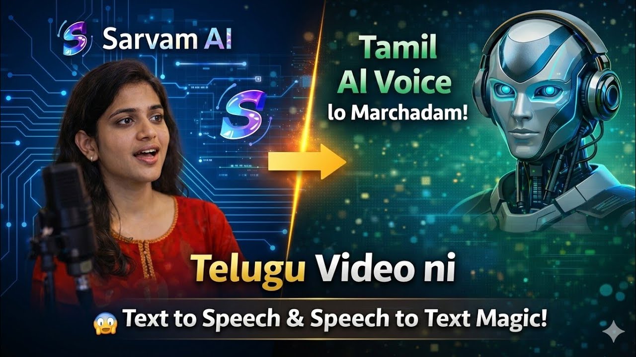 Sarvam AI | Telugu Video ni Tamil AI Voice lo Marchadam! 😱 Text to Speech & Speech to Text Magic!