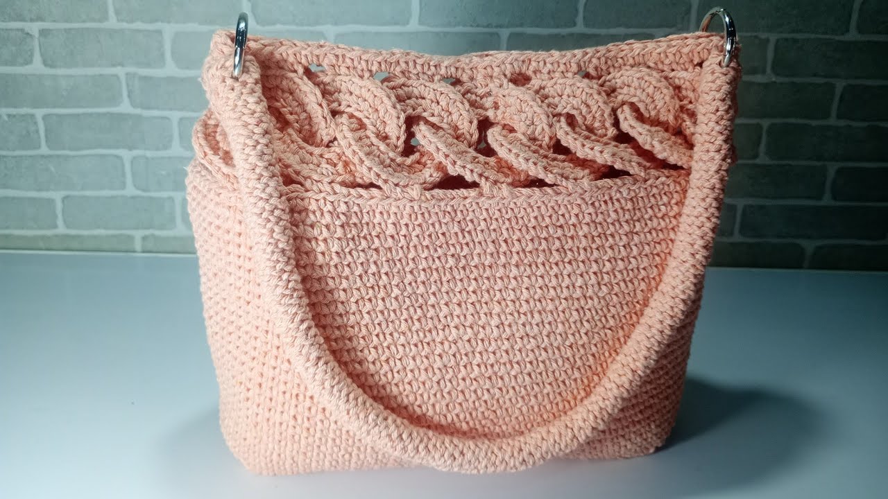 Bolsa de crochê Ellos  feita com barbante passo a passo