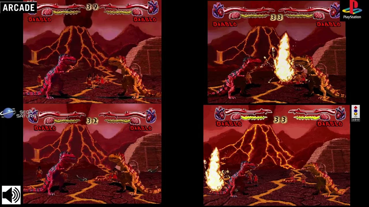 Primal Rage Diablo Background Comparison Arcade VS Saturn VS PS1 VS 3DO Console VS Console