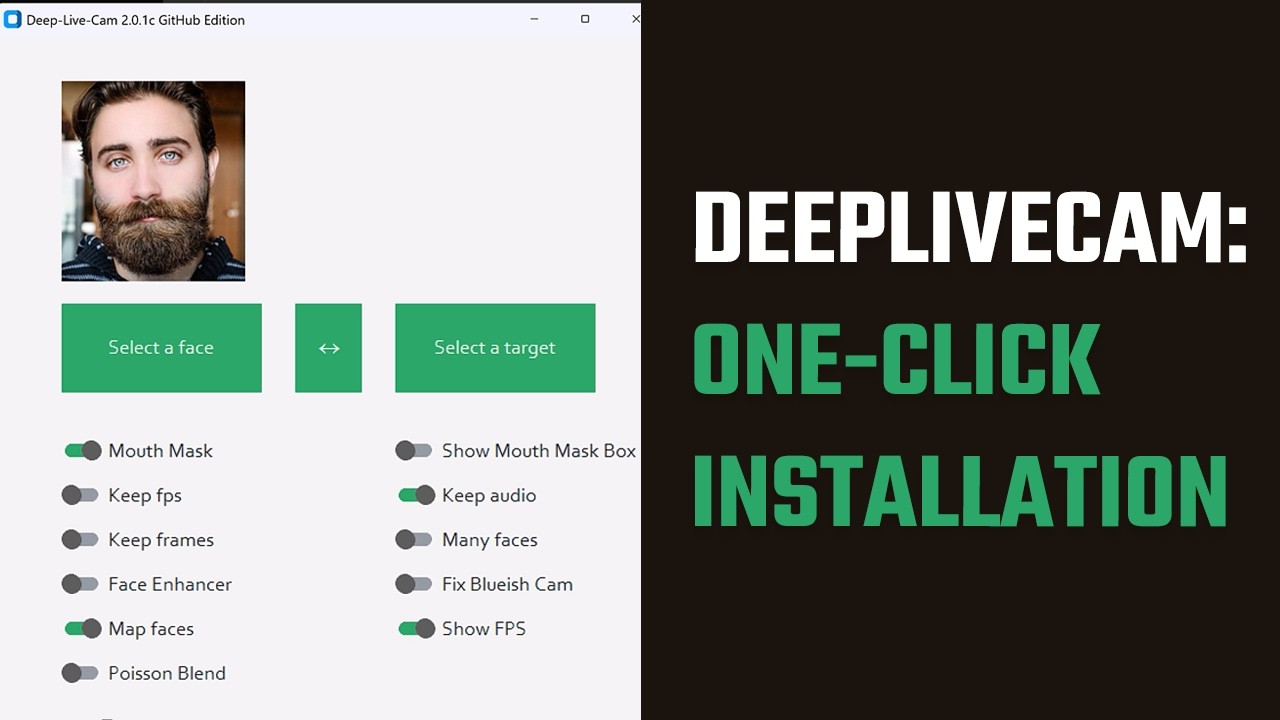 Установка DeepLiveCam в один клик | Готовый к использованию набор инструментов