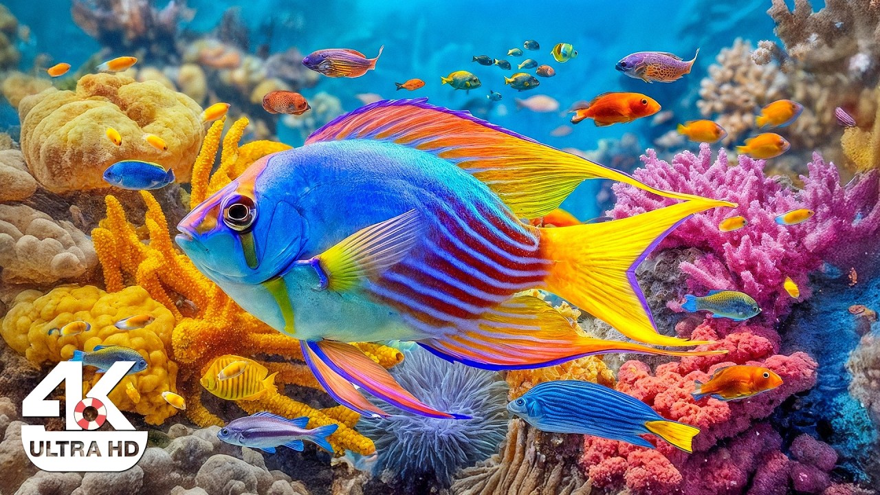 4K Ocean Depths Journey – Gentle Marine Creatures, Flowing Sea Life & Soft Music for Sleep