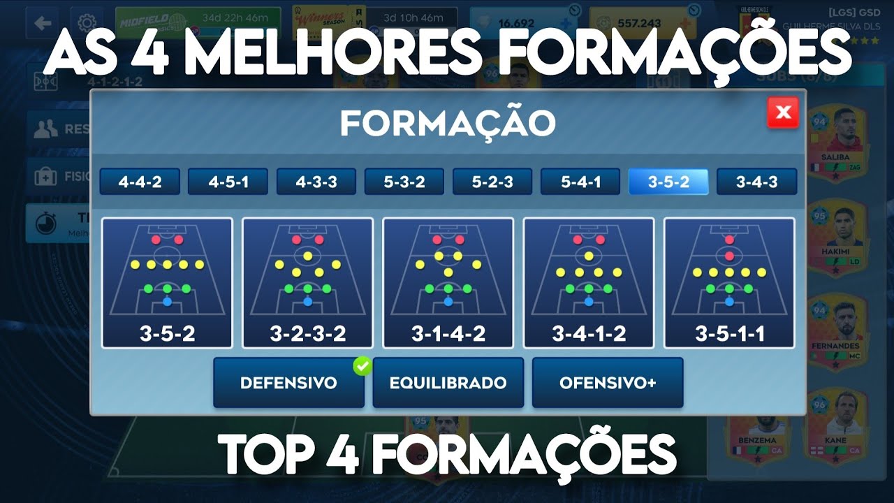 DLS 26 | TOP 4 MELHORES FORMAÇÕES PARA USAR NO DREAM LEAGUE SOCCER 2026