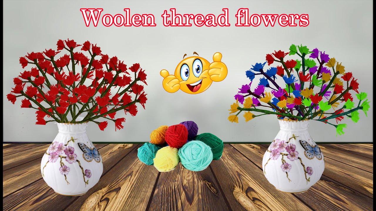 Woolen flower stick II Flower Stick II 5 minutes craft II Easy craft ideas II woolen crafts II DIY