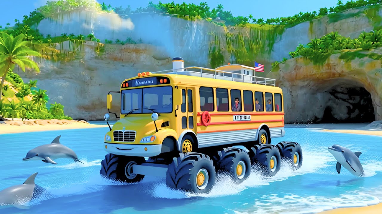 WHEELS ON THE BUS Go Round and Round - 7 MINUTE LOOP | MAGICAL Bus Adventure