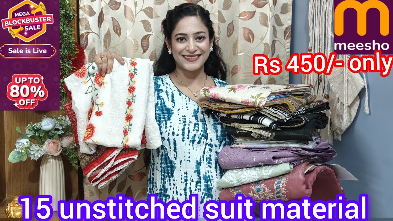 Meesho 🎊 MAHA SALE is Live 🎊 partywear, daily wear unstitched suit collection ♥️ review @Meesho 