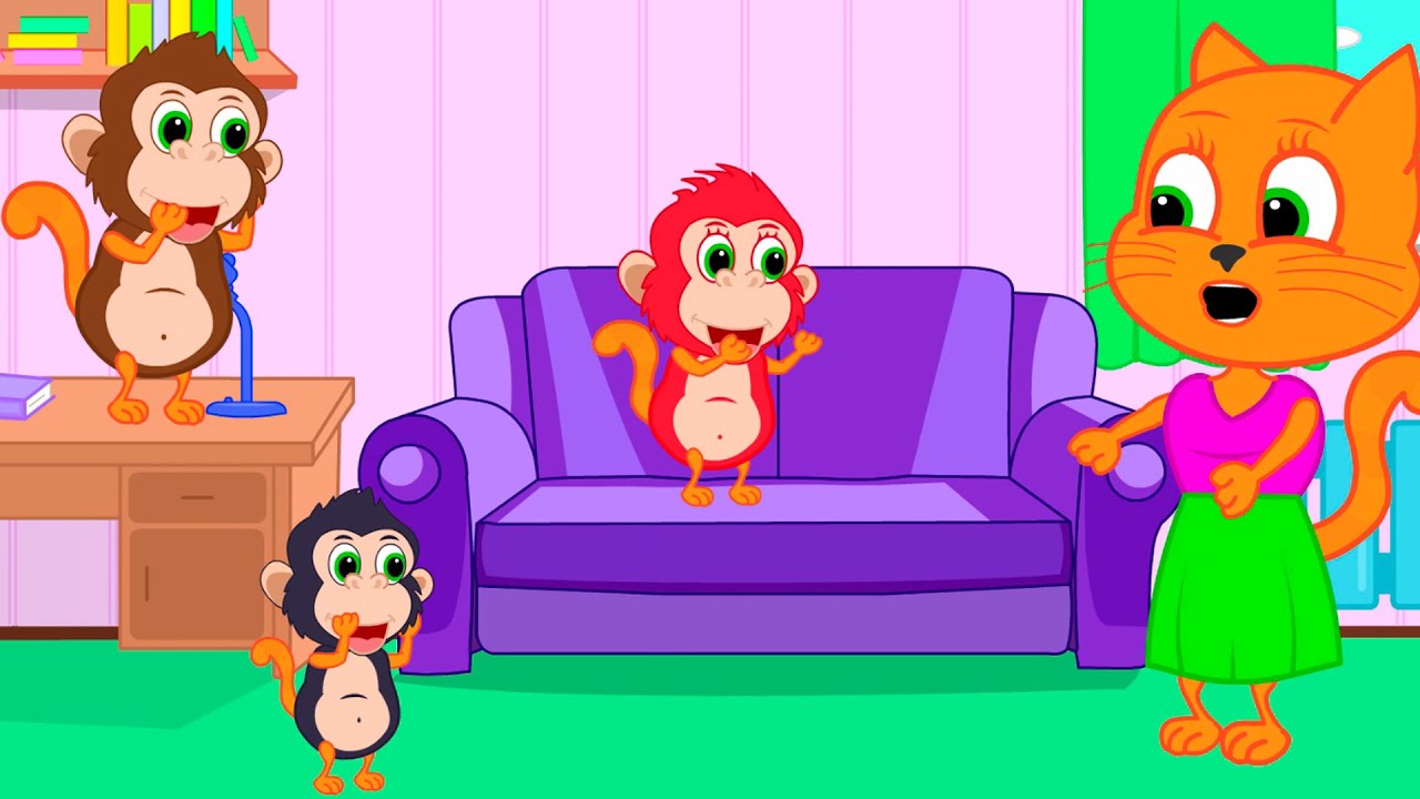 Cats Family in English - Naughty Monkeys Cartoon for Kids