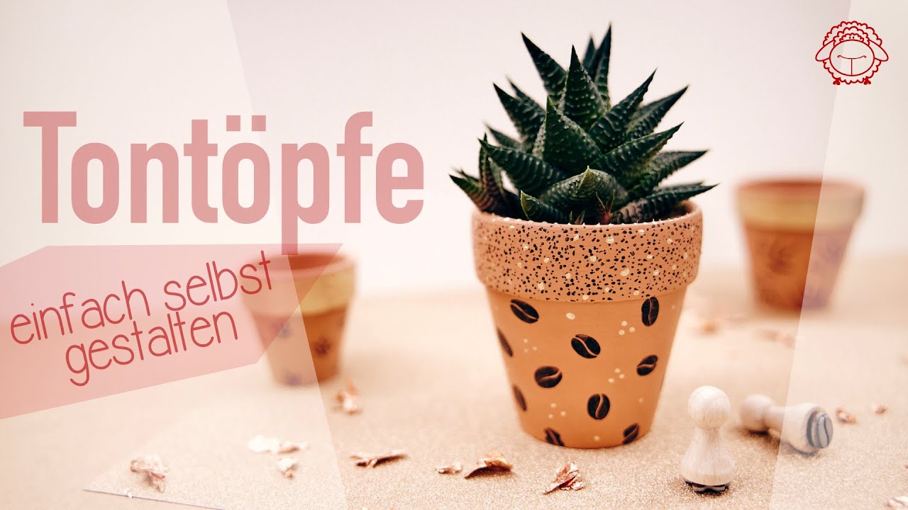 Tontöpfe mit Acrylfarbe bemalen und bestempeln | schafTV