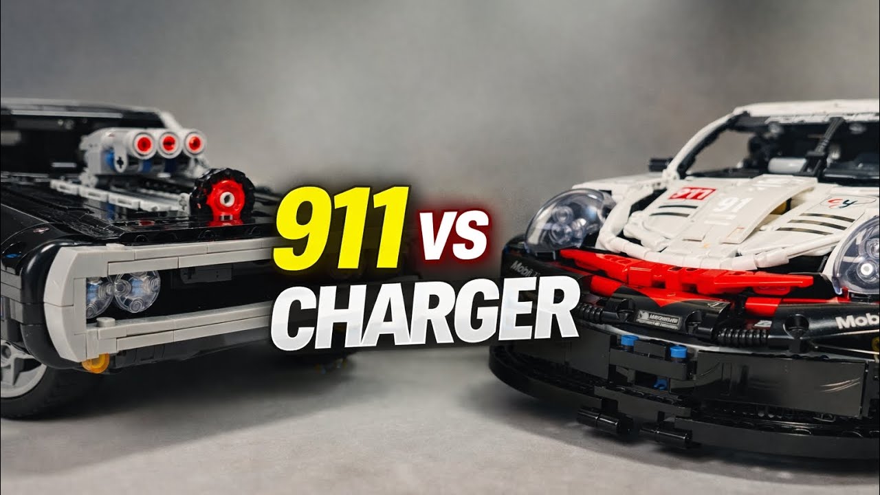 LEGO Technic Porsche 911 vs Dodge Charger… Until My Cat Interrupts 🐱 | ASMR Car Comparison