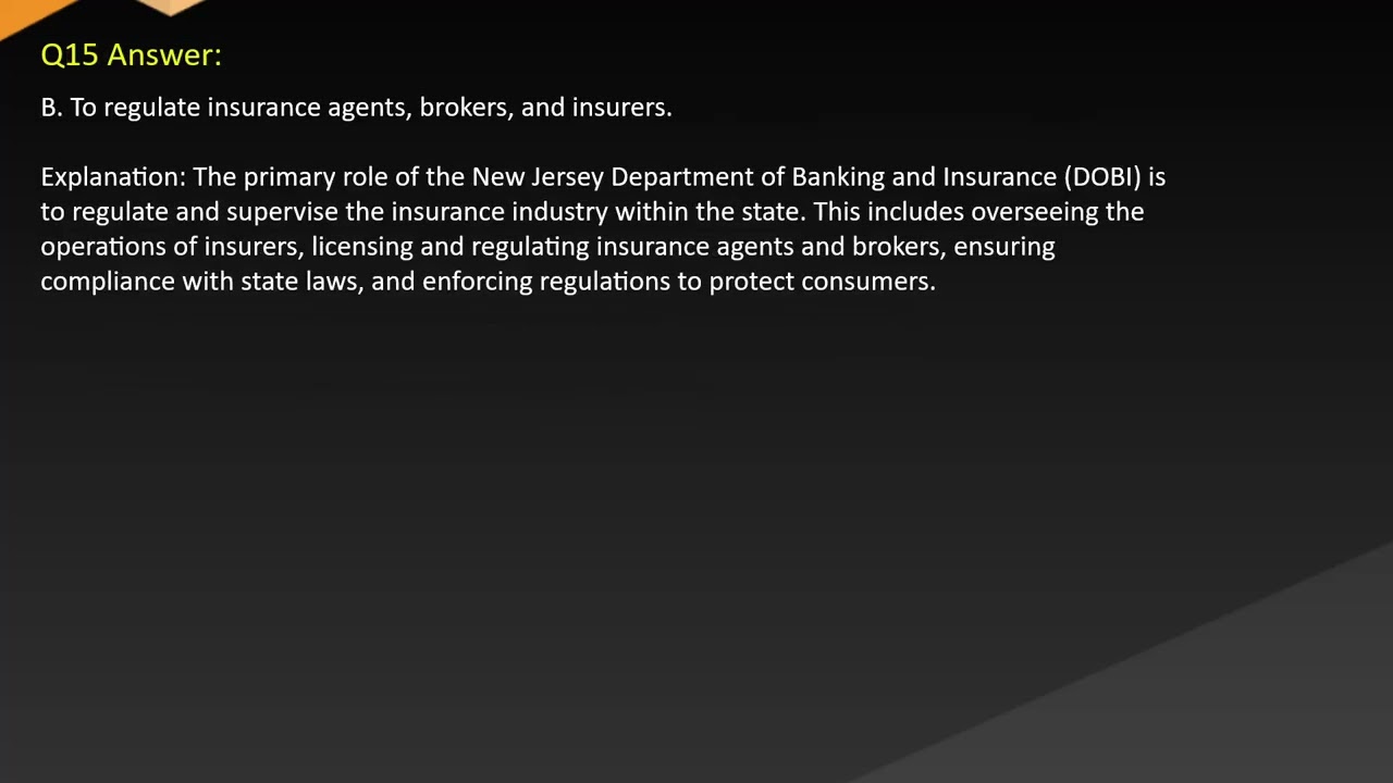 New Jersey Insurance Regulatory Exam Free Practice Questions