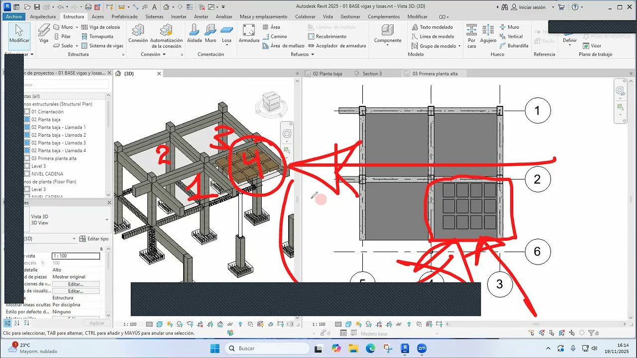 CURSO REVIT EN VIVO: Paños en pisos o losas, ejes y niveles para el proyecto