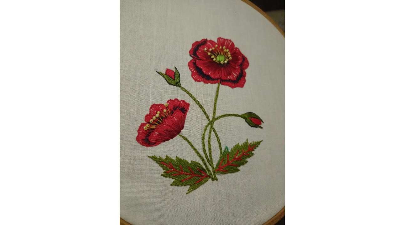 Hand embroidery/poppy flowers embroidery design - Leisha's Galaxy embroidery.
