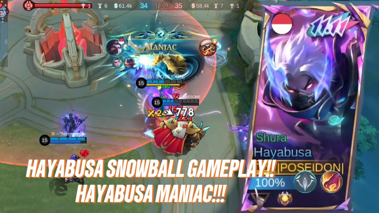 HAYABUSA SNOWBALL GAMEPLAY!!! MANIAC HAYABUSA!!! - Mobile Legends
