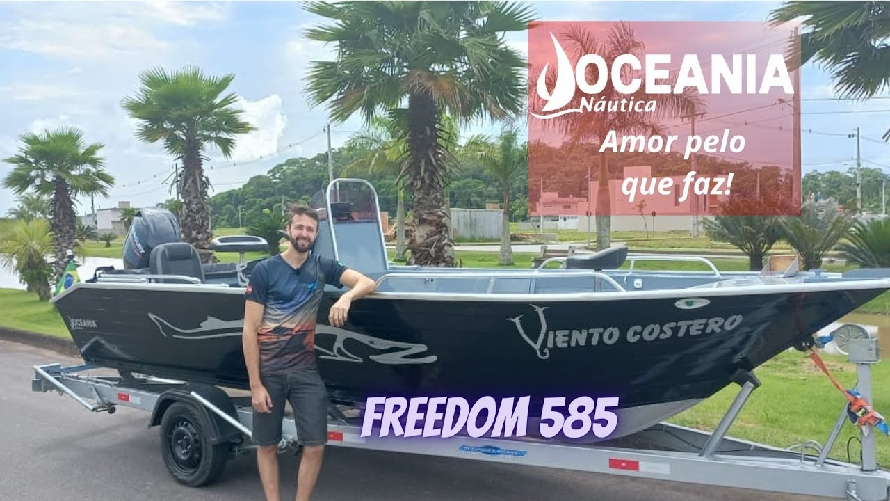 Barco de aluminio modelo FREEDOM 585, com caixa porta varas e excelente espaço.