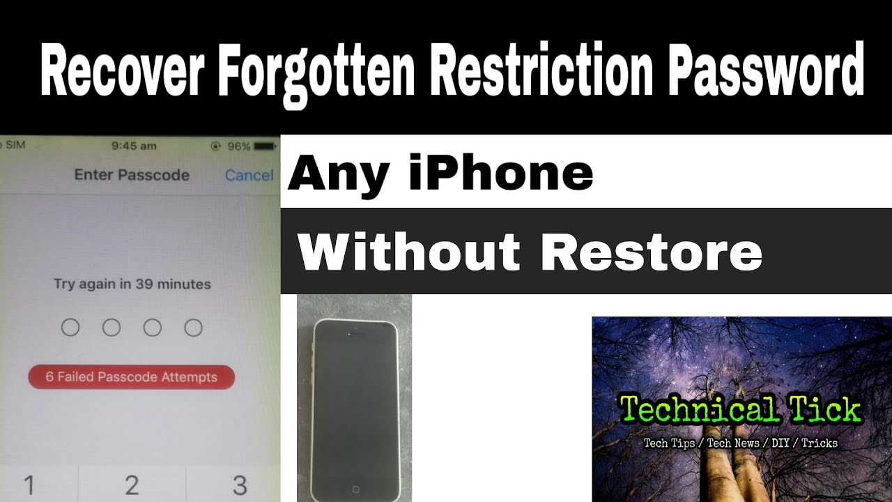 How to Recover Forgotten Restriction Passcode on iPhone | Without Restore | Technical Tick
