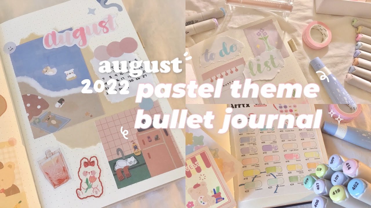 aesthetic pastel bullet journal setup 🍭🫧 august 2022 journal with me