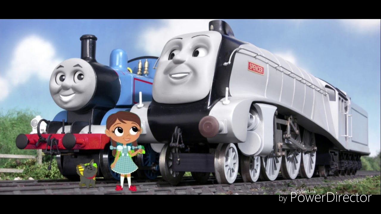 Thomas introduces Dorothy & Toto to Spencer the Silver Streamlined Steam Engine