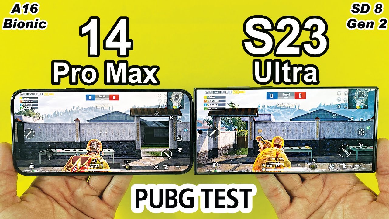 14 Pro Max vs S23 Ultra PUBG MOBILE TEST in 2023 - Snapdragon 8 Gen 2 vs A16 Bionic PUBG TEST