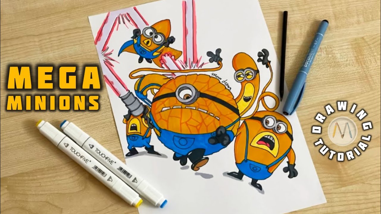 How to draw Despicable me 4 characters / How to draw Mega Minions together