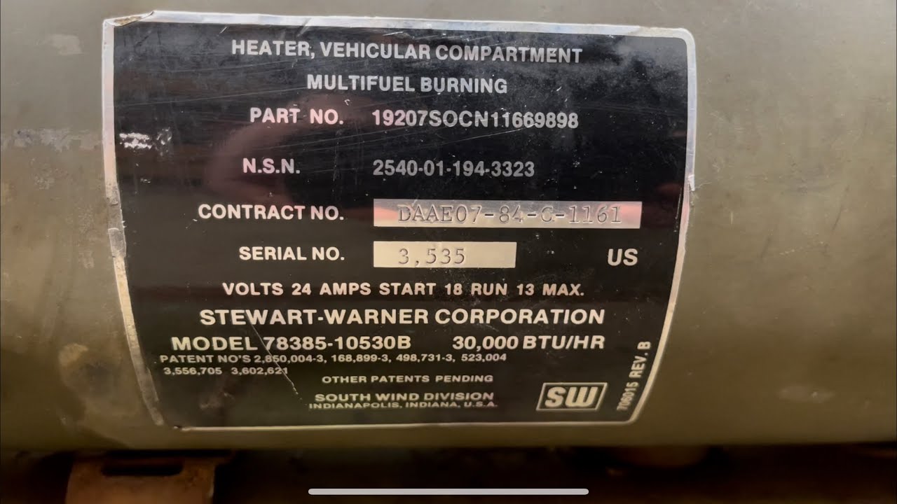 30k btu multi fuel personal heater M35A2 Deuce and a half