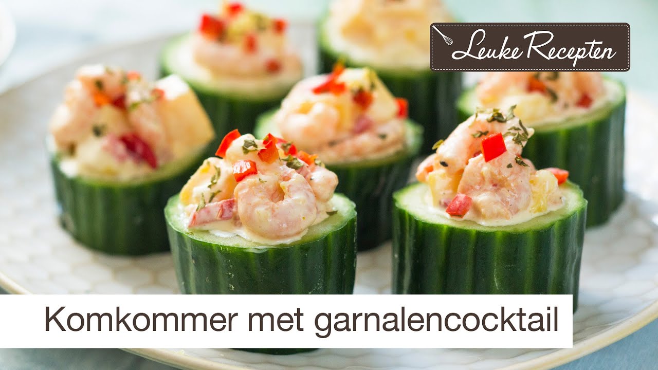 Komkommer met garnalencocktail