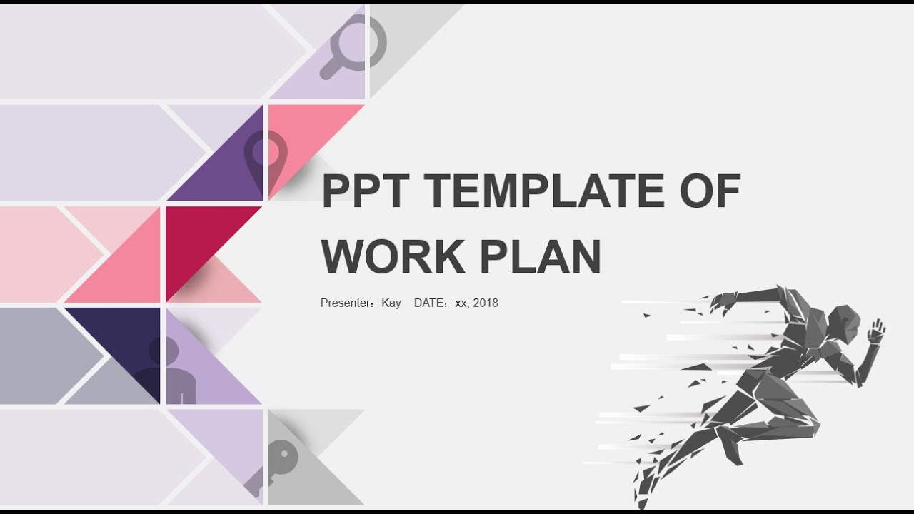 Work Plan PowerPoint Template &ndash; Pink & Purple Geometric Business Presentation