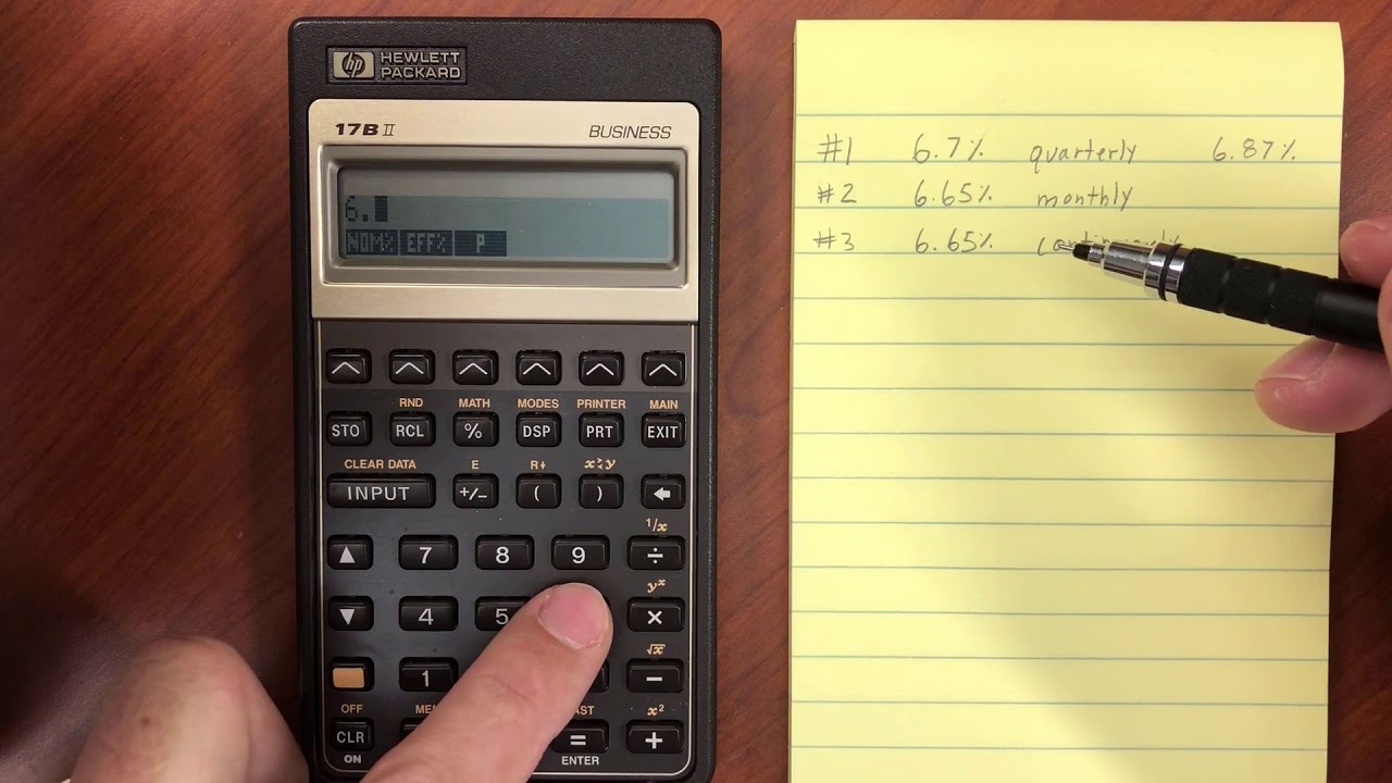 HP 17BII Finance Menu - Interest Conversions