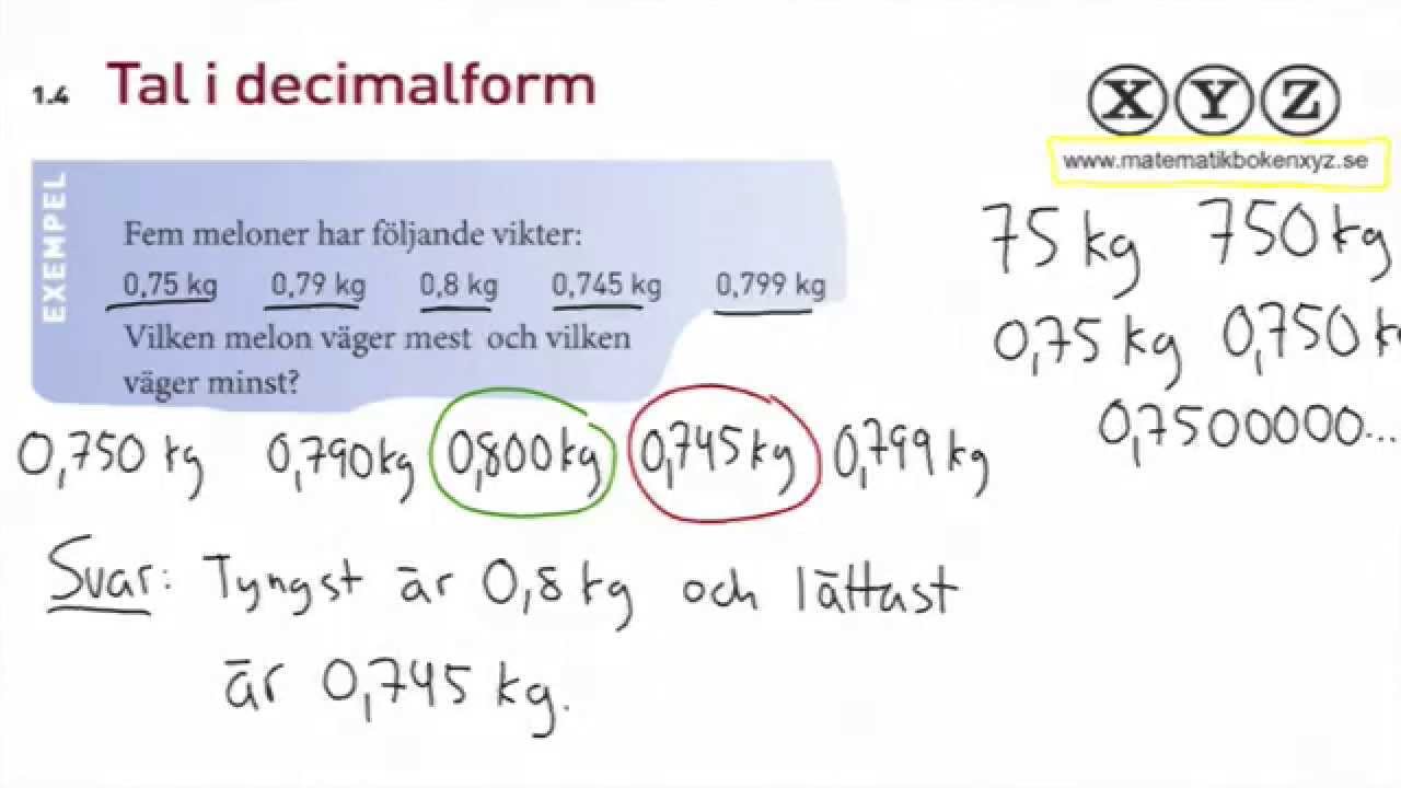 X 1.4 Tal i decimalform