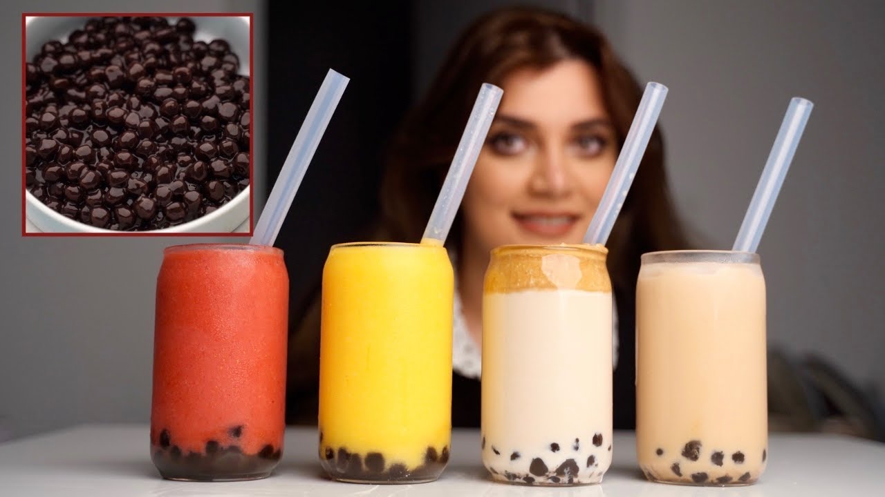 طريقة عمل كرات البوبا🥤ومشروبات البوبا الباردة ( شاي البابلز)