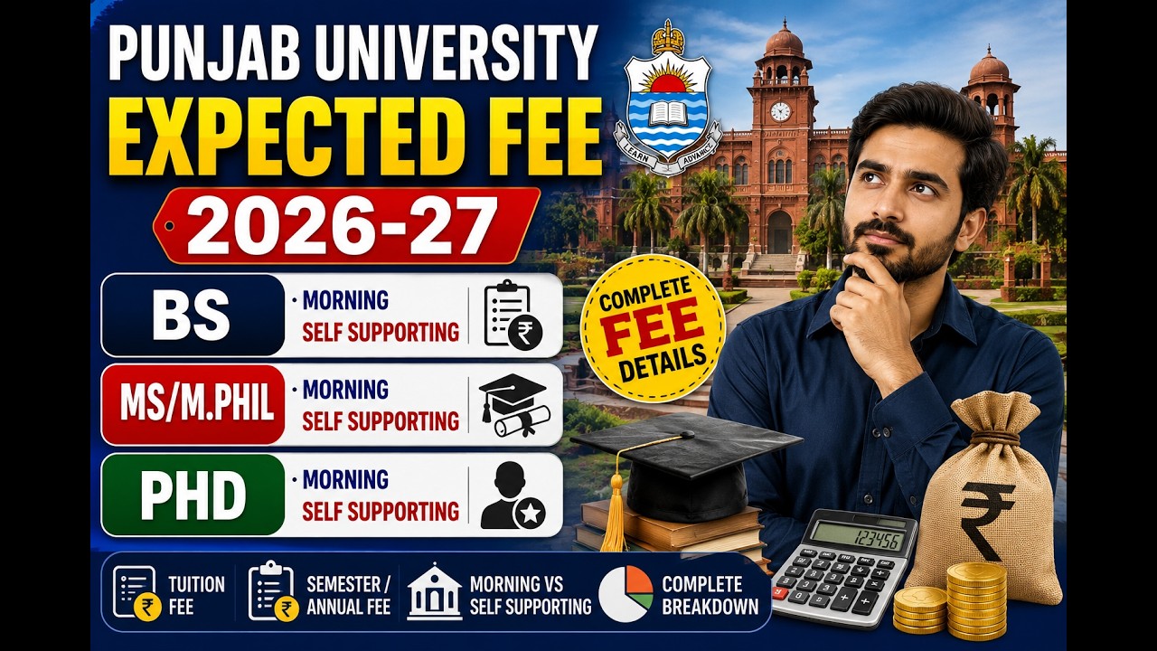 Punjab University Expected Fee 2026-27 | BS, MS/MPhil & PhD Morning & Self Supporting Fee