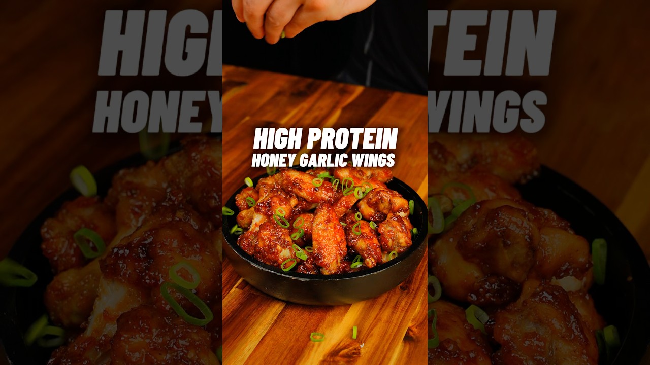 The BEST High Protein Honey Garlic Chicken Wings!🔥🍗🧄 OVER 190g Protein in Whole batch! #gymfood