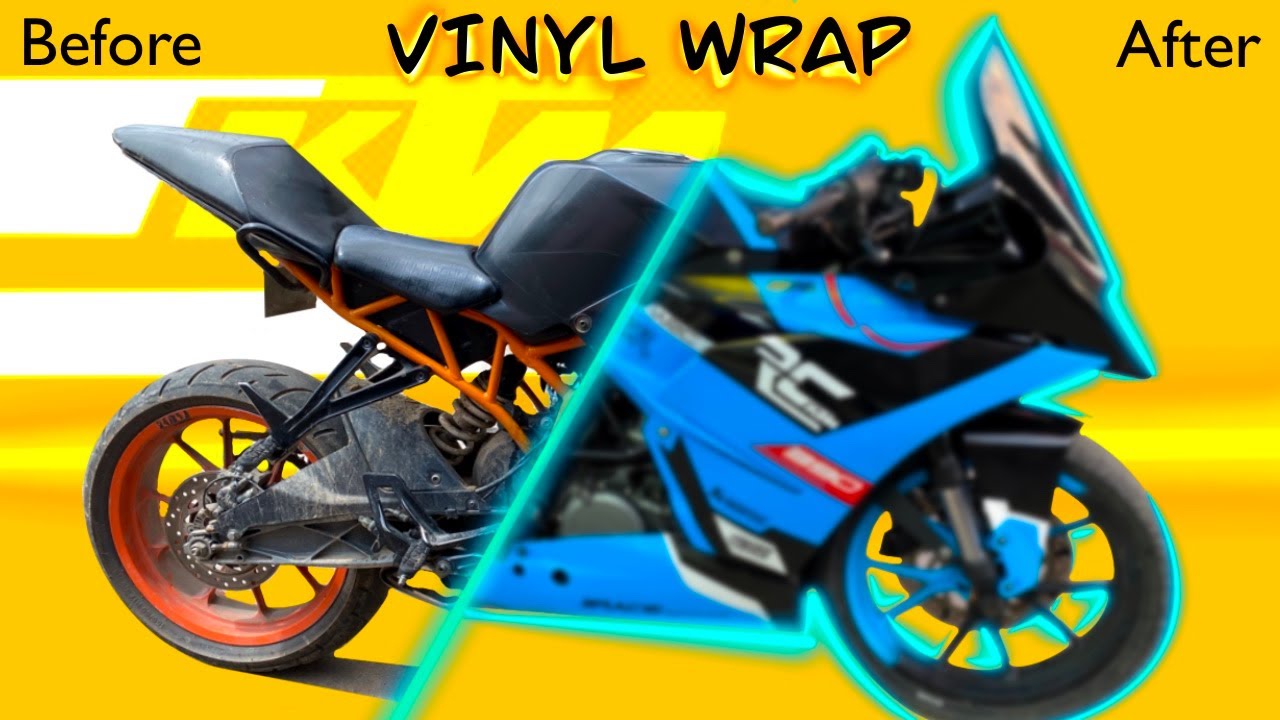 Vinyl Wrap on KTM RC 390 || Modified KTM RC 390 || KTM as SKY KING Wrap || Wrapping On KTM RC 390 🏍