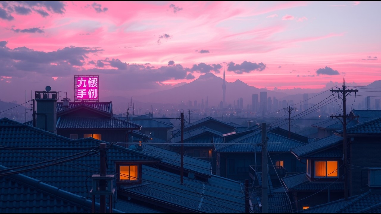 Relaxing Lofi Rain • Warm Window Lights in a Rainy Tokyo Evening