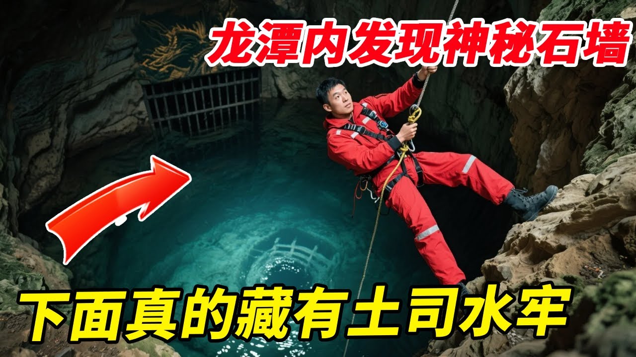探秘峡谷内神秘龙潭！龙潭内发现神秘石墙，下面真的藏有土司水牢？【户外小北哥】