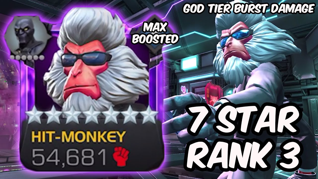Hit Monkey GOD MODE UNLEASHED - 7 Star Rank 3 Max Boosted Gameplay - Marvel Contest of Champions