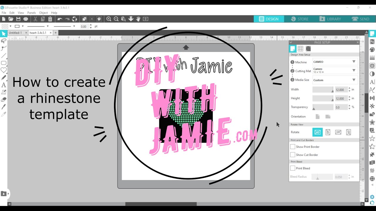 Easy Step-by-Step Rhinestone Template Tutorial in Silhouette Studio Business - www.diywithjamie.com