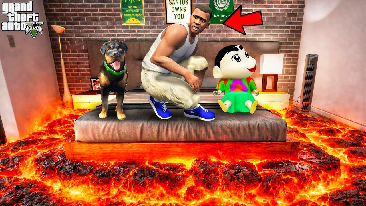 Franklin And Shinchan Surviving Lava Tsunami || Gta 5 