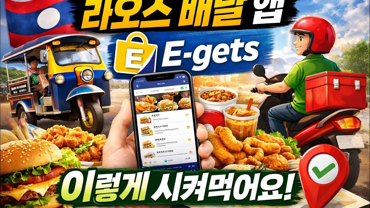 (세로 영상) 라오스 배달앱 이게츠(E-gets) 사용법｜라오스에서 배달 이렇게 시켜 먹습니다