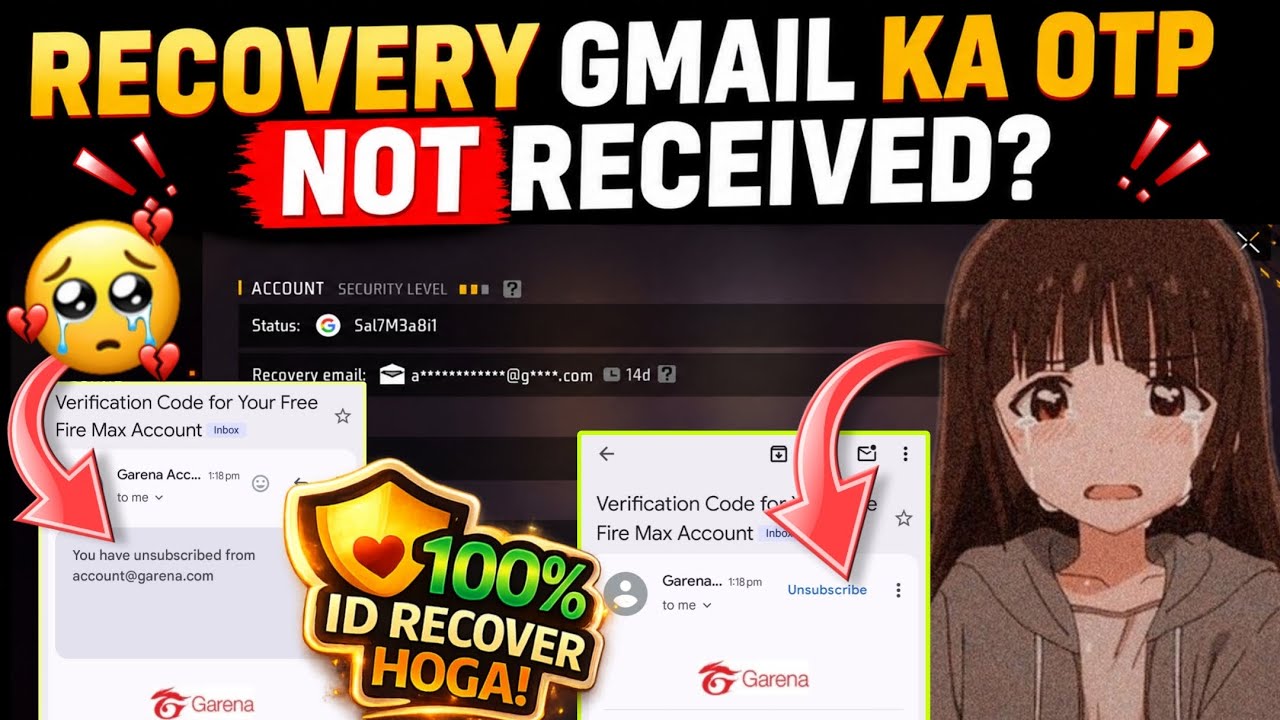 free fire recovery email unsubscribe problem🥺 | OTP Not Received Fix ✅ 100% Working Method 😍