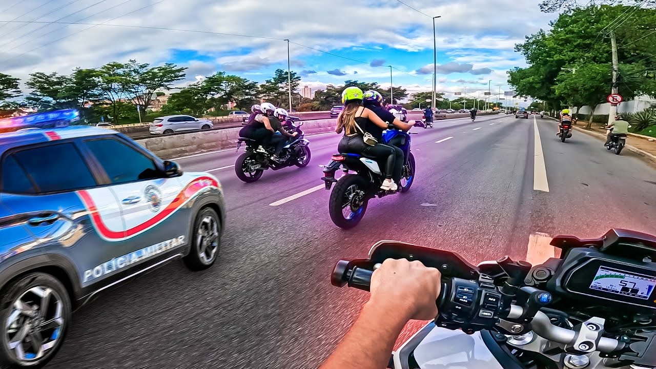 A VIATURA VEIO ATRÁS DA S1000 E DA TRACER 900 NO COMBOIO 😳