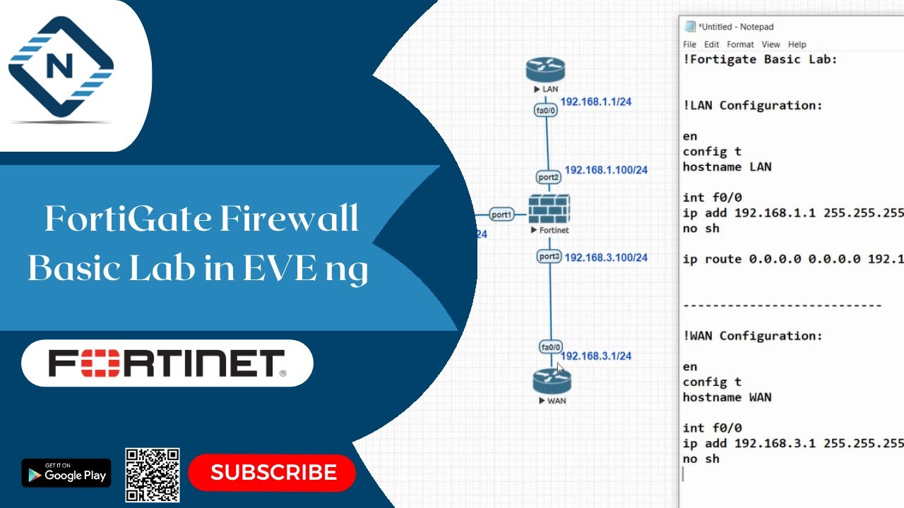 FortiGate Firewall Basic Lab in EVE ng | Video# 1 | Networkforyou