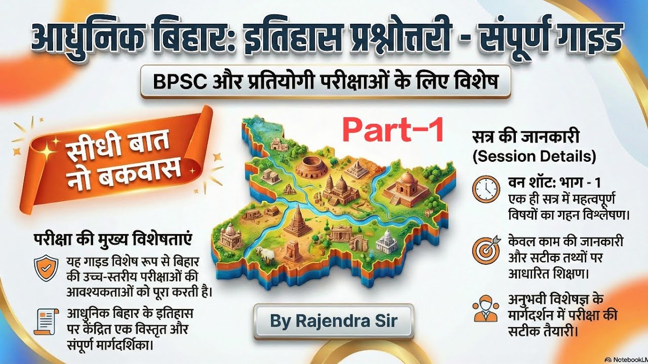 आधुनिक बिहार का इतिहास Part-1 | MODERN HISTORY OF BIHAR | Bihar Special | One Shot | By Rajendra Sir