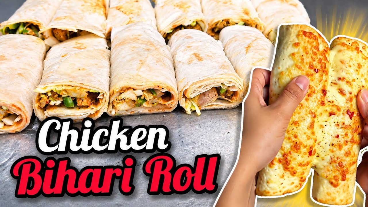 Chicken Bihari Roll Recipe | Crispy & Juicy Street Food | Easy Homemade Bihari Roll 😋