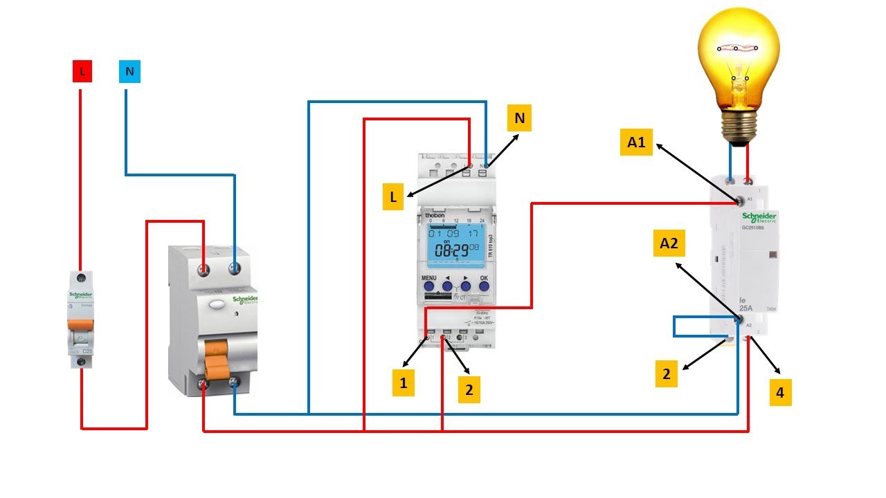 How to Install Schneider ICT Single Phase Contactor with Timer